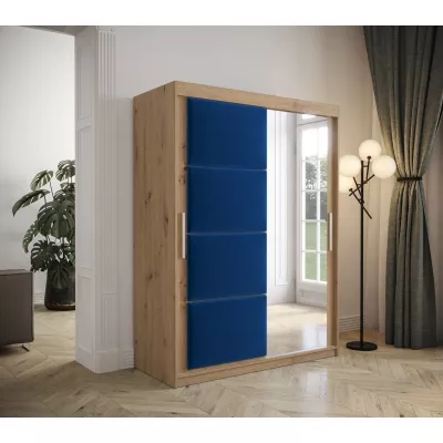 Gardróbszekrény tolóajtóval 150 cm TALIA - artisan tölgy / kék