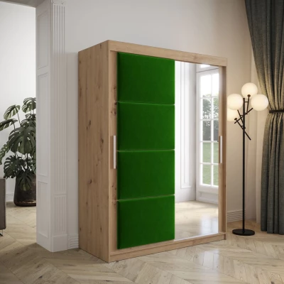 Gardróbszekrény tolóajtóval 150 cm TALIA - artisan tölgy / zöld
