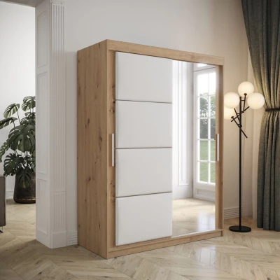 Tolóajtós gardróbszekrény 150 cm TALIA - artisan tölgy / fehér