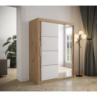 Tolóajtós gardróbszekrény 150 cm TALIA - artisan tölgy / fehér