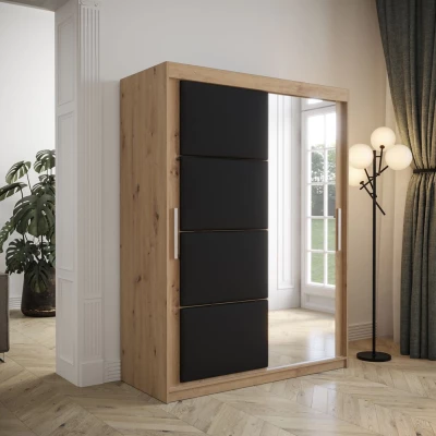 Gardróbszekrény tolóajtóval 150 cm TALIA - artisan tölgy / fekete