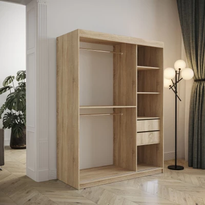 Tolóajtós gardróbszekrény 150 cm TALIA - artisan tölgy / türkiz