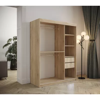 Tolóajtós gardróbszekrény 150 cm TALIA - artisan tölgy / türkiz