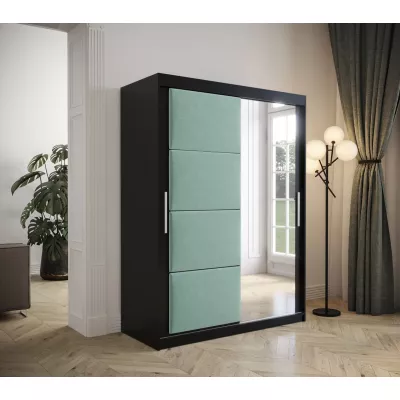Gardróbszekrény tolóajtóval 150 cm TALIA - fekete / türkiz