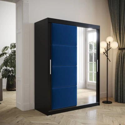 Gardróbszekrény tolóajtóval 150 cm TALIA - fekete / kék
