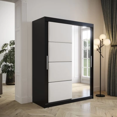 Tolóajtós ruhásszekrény 150 cm TALIA - fekete / fehér