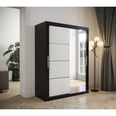 Tolóajtós ruhásszekrény 150 cm TALIA - fekete / fehér