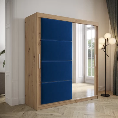 Gardróbszekrény tolóajtóval 180 cm TALIA - artisan tölgy / kék