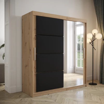 Gardróbszekrény tolóajtóval 180 cm TALIA - artisan tölgy / fekete