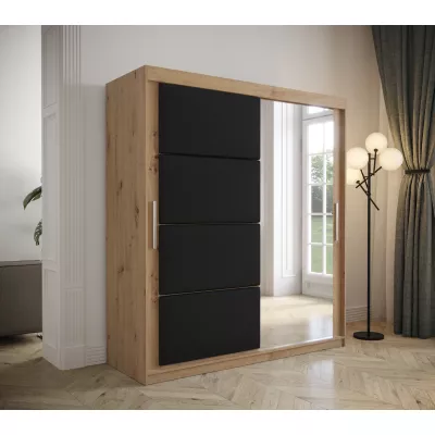 Gardróbszekrény tolóajtóval 180 cm TALIA - artisan tölgy / fekete