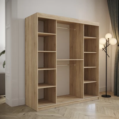 Gardróbszekrény tolóajtóval 200 cm TALIA - fekete / szürke