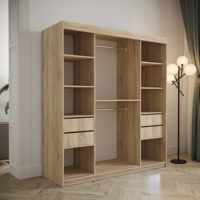 Gardróbszekrény tolóajtóval 200 cm TALIA - fekete / szürke