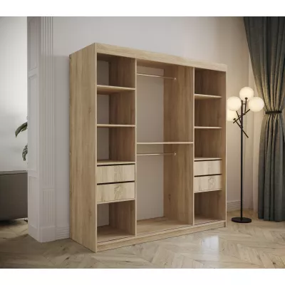 Gardróbszekrény tolóajtóval 200 cm TALIA - fekete / szürke