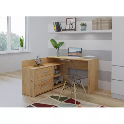 Íróasztal fiókos komóddal MIKOL - artisan tölgyfa