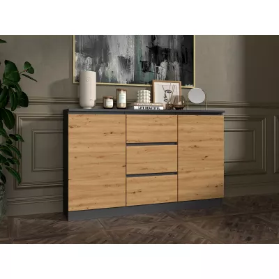ELBE kombinált fiókos szekrény - artisan tölgy / antracit