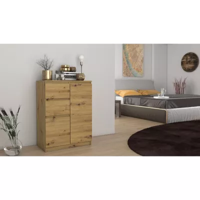 Kombinált keskeny fiókos komód ELBE - artisan tölgy