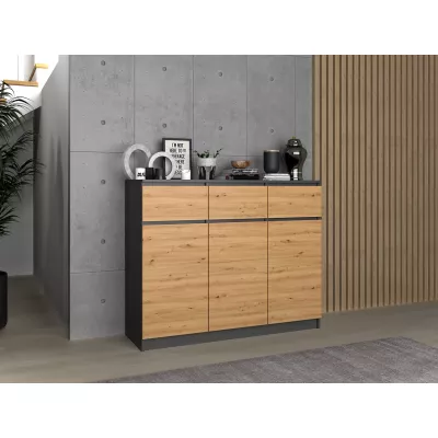 Széles, kombinált fiókos komód ELBE - artisan tölgy / antracit