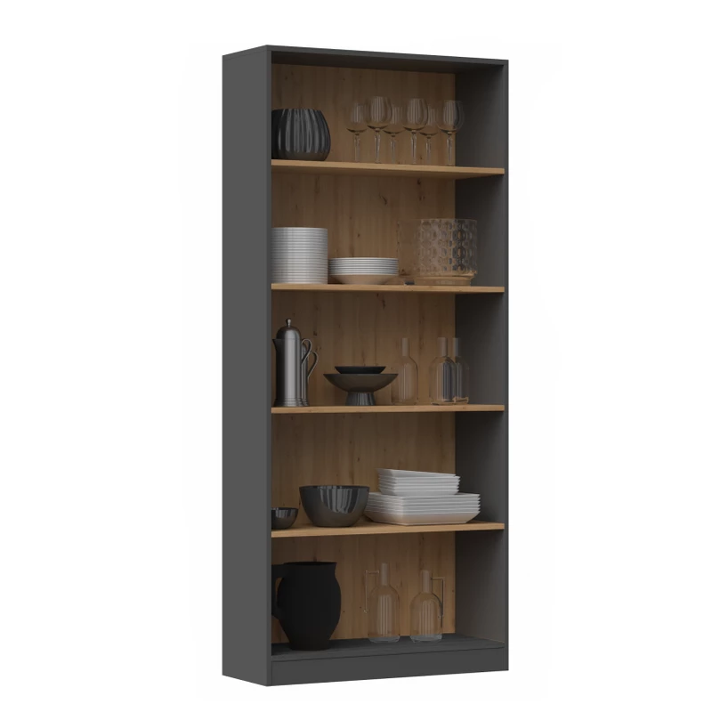 Keskeny könyvespolc RAUNO - 80 cm, artisan tölgy / antracit