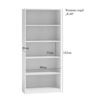 Keskeny könyvespolc RAUNO - 80 cm, fehér