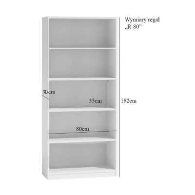 Keskeny könyvespolc RAUNO - 80 cm, fekete