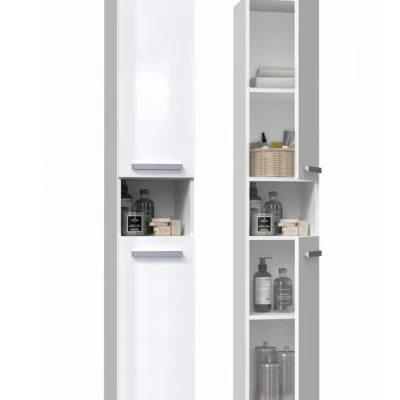 ATSO magas fürdőszobai szekrény polccal - fényes fehér