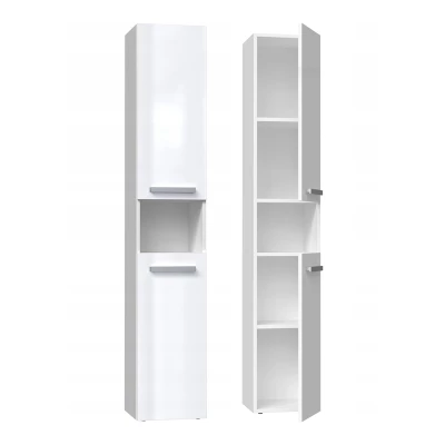 ATSO magas fürdőszobai szekrény polccal - fényes fehér