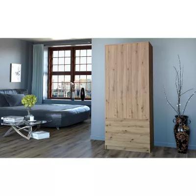 90 cm-es gardróbszekrény fiókokkal TAAVI - artisan tölgyfa