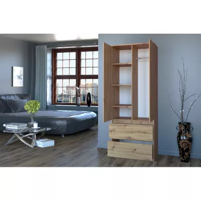 90 cm-es gardróbszekrény fiókokkal TAAVI - artisan tölgyfa
