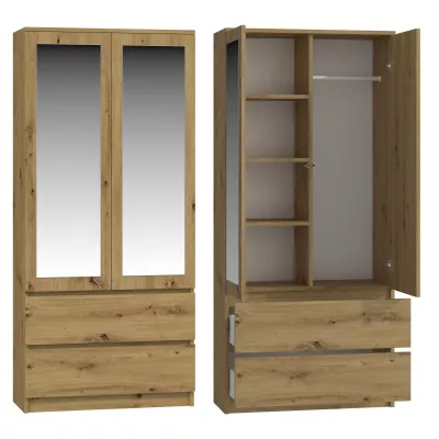 90 cm-es gardróbszekrény tükörrel TAAVI - artisan tölgyfa
