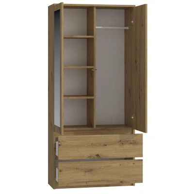 90 cm-es gardróbszekrény tükörrel TAAVI - artisan tölgyfa