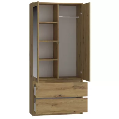 90 cm-es gardróbszekrény tükörrel TAAVI - artisan tölgyfa