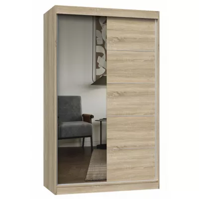 Gardróbszekrény 120 cm tükörrel RANNO 8 - sonoma tölgyfa