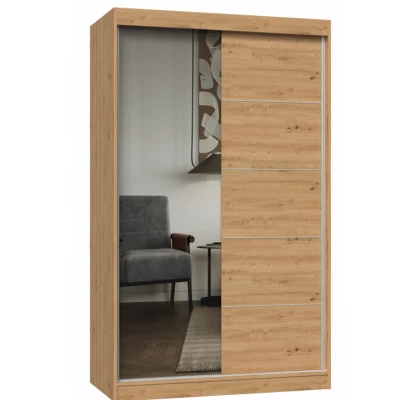 RANNO 8 gardróbszekrény 120 cm tükörrel - artisan tölgy