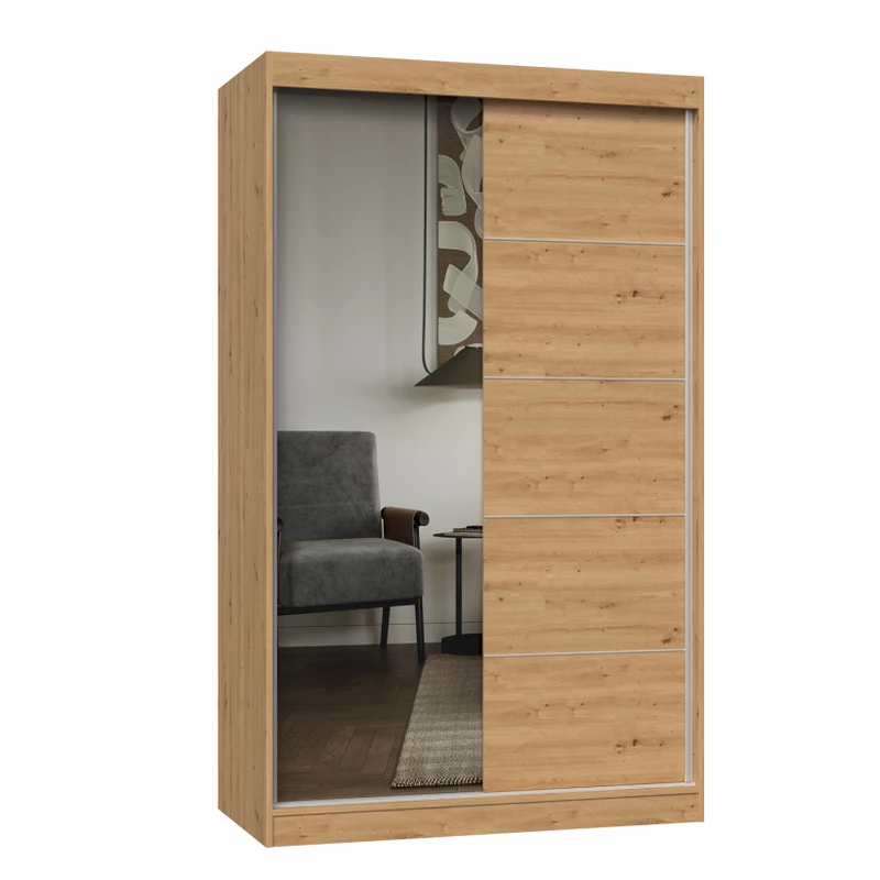 RANNO 8 gardróbszekrény 120 cm tükörrel - artisan tölgy