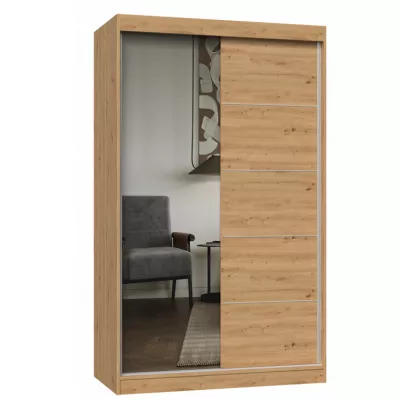 RANNO 8 gardróbszekrény 120 cm tükörrel - artisan tölgy
