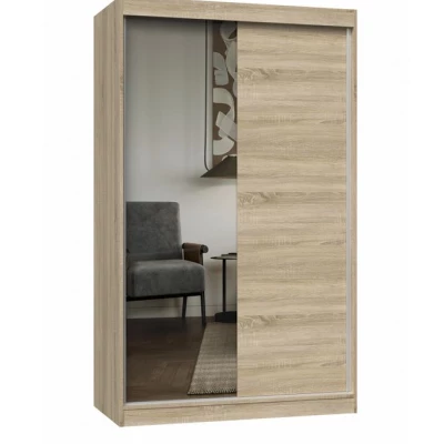 Gardróbszekrény 120 cm tükörrel RANNO 7 - sonoma tölgyfa