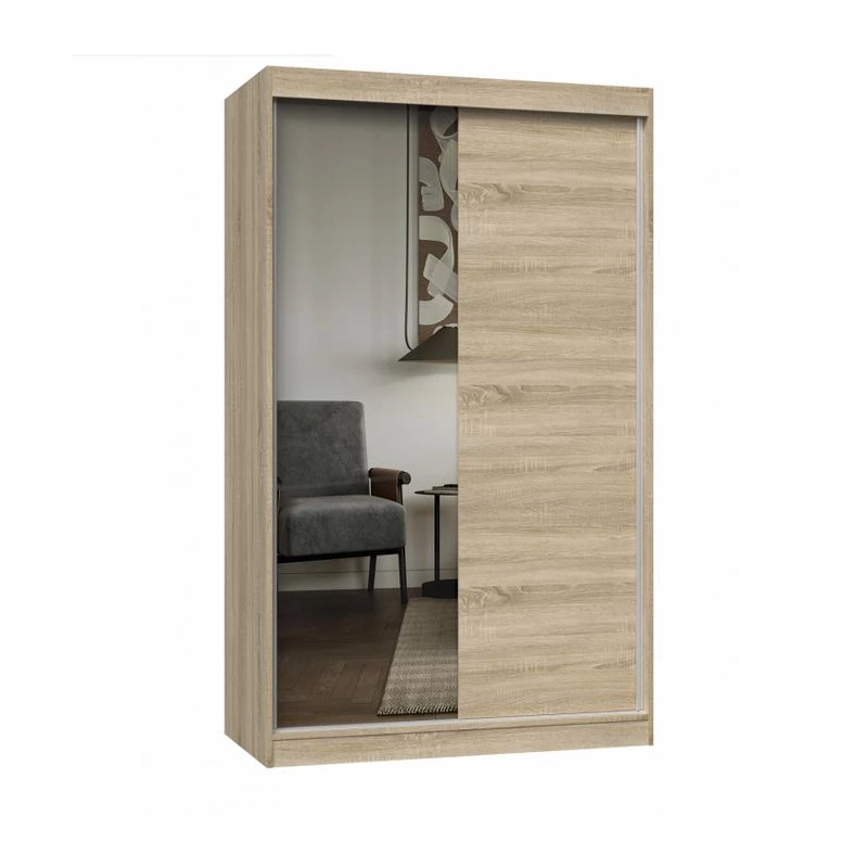 Gardróbszekrény 120 cm tükörrel RANNO 7 - sonoma tölgyfa