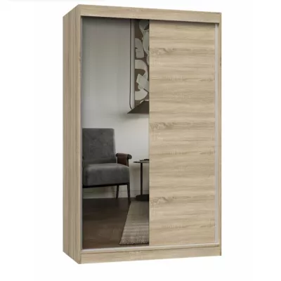 Gardróbszekrény 120 cm tükörrel RANNO 7 - sonoma tölgyfa