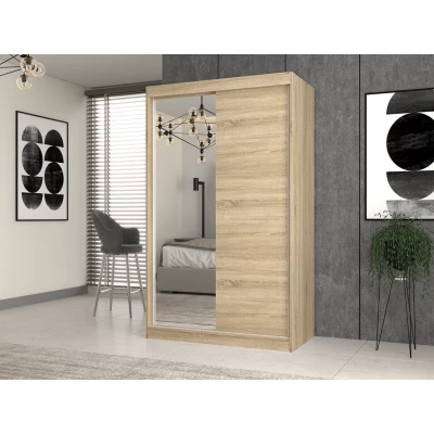 Gardróbszekrény 120 cm tükörrel RANNO 7 - sonoma tölgyfa