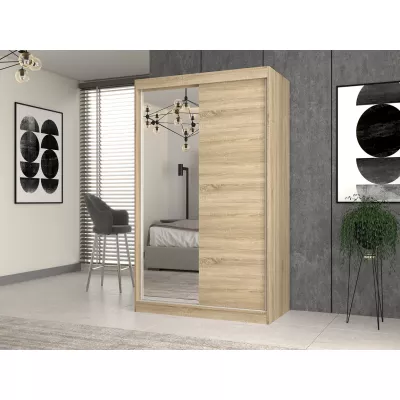 Gardróbszekrény 120 cm tükörrel RANNO 7 - sonoma tölgyfa