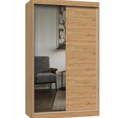 120 cm-es gardróbszekrény tükörrel RANNO 7 - artisan tölgyfa