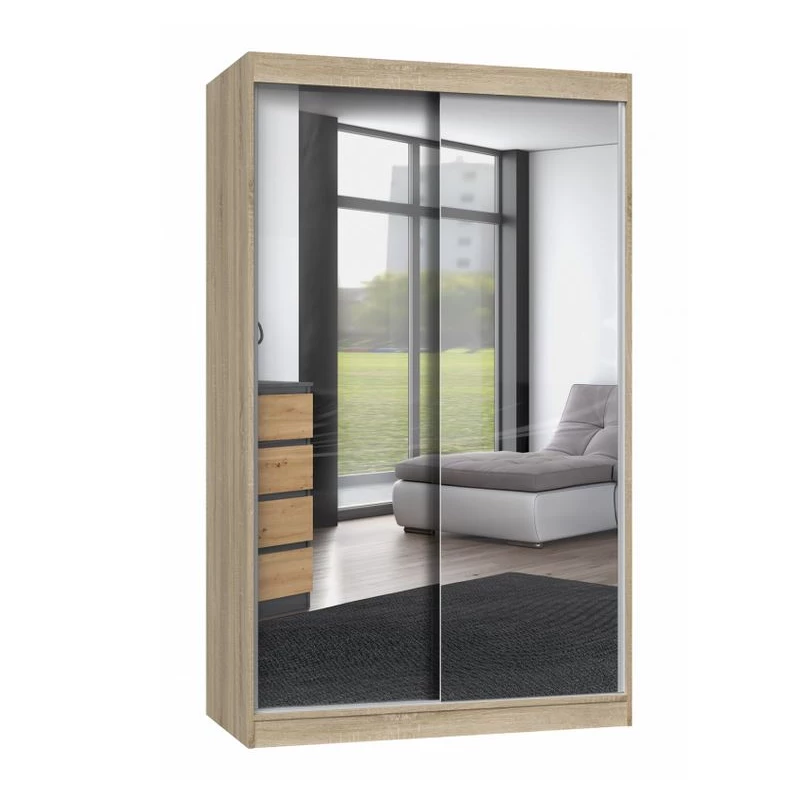 Gardróbszekrény 120 cm tükörrel RANNO 3 - sonoma tölgyfa