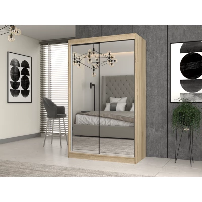 Gardróbszekrény 120 cm tükörrel RANNO 3 - sonoma tölgyfa