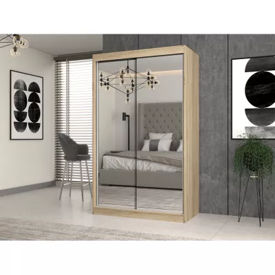 Gardróbszekrény 120 cm tükörrel RANNO 3 - sonoma tölgyfa