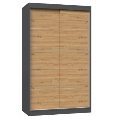 120 cm-es gardróbszekrény tolóajtókkal RANNO 2 - artisan tölgy / antracit
