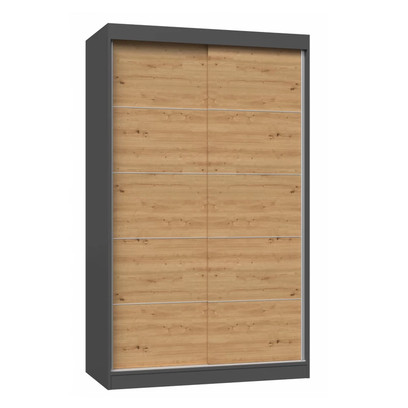 120 cm-es gardróbszekrény tolóajtókkal RANNO 2 - artisan tölgy / antracit
