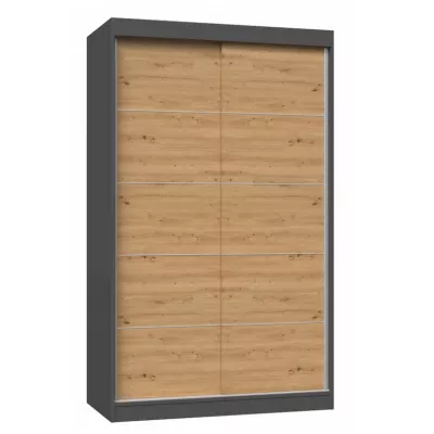 120 cm-es gardróbszekrény tolóajtókkal RANNO 2 - artisan tölgy / antracit