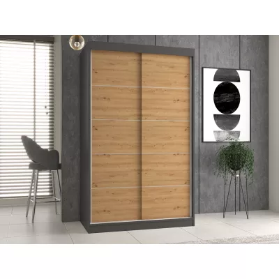 120 cm-es gardróbszekrény tolóajtókkal RANNO 2 - artisan tölgy / antracit