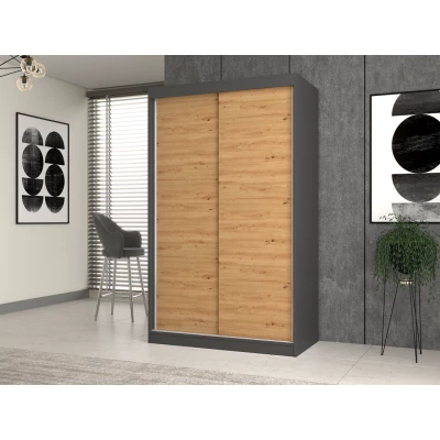120 cm-es gardróbszekrény tolóajtókkal RANNO 1 - artisan tölgy / antracit