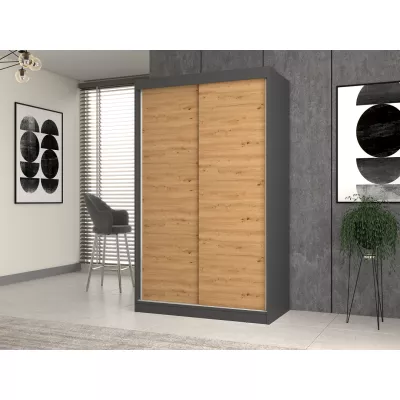 120 cm-es gardróbszekrény tolóajtókkal RANNO 1 - artisan tölgy / antracit